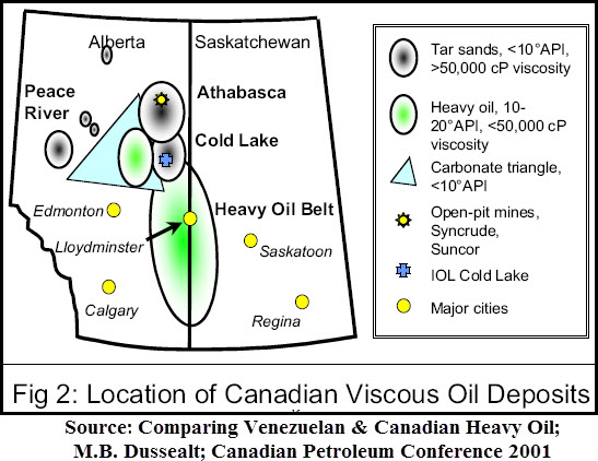  location of heavy oil and bitumen reservoirs in Canada